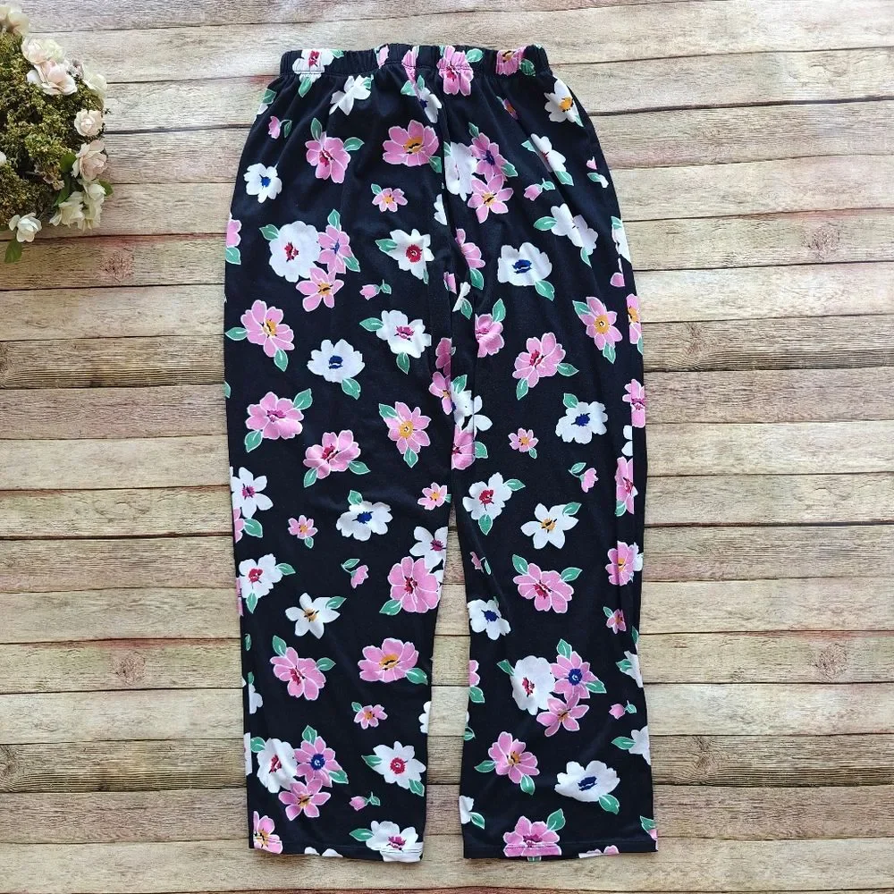 Kate Spade Floral Pajama Set Black Pink Size Large / X-Large